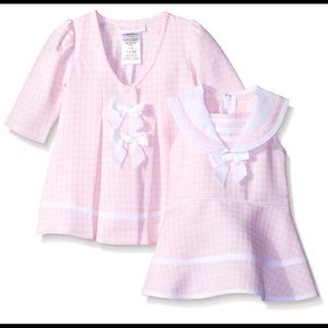 Girls' 2 Piece Check Sailor Dress & Coat Set
